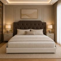 Cabeceira de Casal 160cm Modulada Estofada Sued Marrom Premium Luxo Quarto Cabeceira de Casal 160cm Modulada Estofada Sued Marrom Premium Luxo Quarto