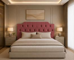 Cabeceira de Casal 160cm Modulada Estofada Sued Rosa Premium Luxo Quarto Cabeceira de Casal 160cm Modulada Estofada Sued Rosa Premium Luxo Quarto