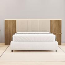 Cabeceira de Casal Arendel 2,68m Ripado Tecido Linho com LED Nature/OffWhitte G98 - Gran Belo