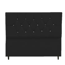 Cabeceira de Casal Box Estofada Capitonê Preto Suede Geovana 1,40 cm - Móveis Trida