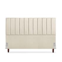 Cabeceira De Casal King Carla 190 cm Com Frame Em Couro Bege