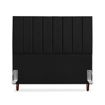 Cabeceira De Casal Queen Carla 160 cm Com Frame Em Couro Preto Cabeceira De Casal Queen Carla 160 cm Com Frame Em Couro Preto