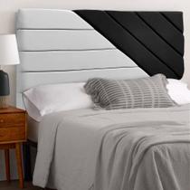 Cabeceira de Luxo para Box King 195cm Veludo Cinza/Preto Cabeceira de Luxo para Box King 195cm Veludo Cinza/Preto