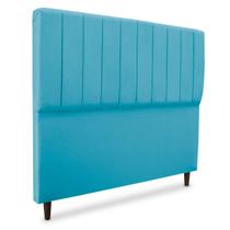 Cabeceira de quarto mavi 100cm em suede azul turquesa