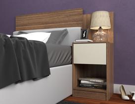 Cabeceira de Solteiro Altesa 1 Gavetas 1 Nichos Castanho/Off Cabeceira de Solteiro Altesa 1 Gavetas 1 Nichos Castanho/Off