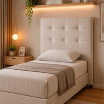 Cabeceira de Solteiro Cama Box Estofada Quarto Moderna Fixável na Parede Roma 90cm