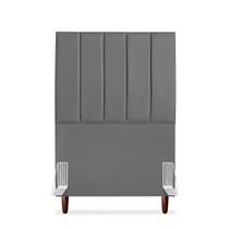 Cabeceira De Solteiro Carla 90 cm Com Frame Em Couro Cinza Cabeceira De Solteiro Carla 90 cm Com Frame Em Couro Cinza