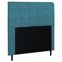 Cabeceira de Solteiro estofada azul turquesa suede DUBAI LUXO 0,90cm - Móveis Trida