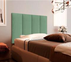Cabeceira de Solteiro Estofada Suspensa Moderna - Verde Menta Suede