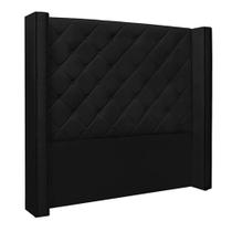 Cabeceira Decorativa Casal 1,64M Loewe PU Preto G63 - Gran Belo