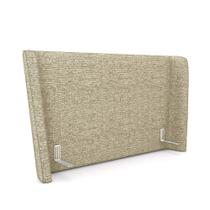 Cabeceira Design para Cama King Torres Pés em Madeira Linho Bege G91 - Gran Belo Cabeceira Design para Cama King Torres Pés em Madeira Linho Bege G91 - Gran Belo