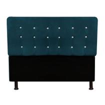 Cabeceira Diamante Cama Box Queen 160cm Suede Azul Marinho