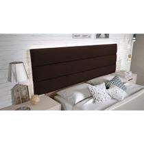 Cabeceira E Box Line Casal 1,40m Painel Em Suede Marrom