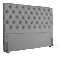 Cabeceira E Box Paris King 1,95m Em Material Sintético Cinza Cabeceira E Box Paris King 1,95m Em Material Sintético Cinza
