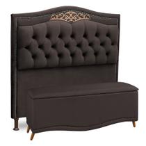 Cabeceira e Calçadeira Baú Cama Box Casal Belize 140cm Suede Chocolate - Abmaza