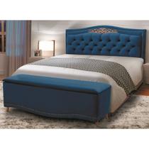 Cabeceira e Calçadeira Baú Cama Box Casal Queen Size Belize 160cm Luxor Azul Marinho - Abmaza Cabeceira e Calçadeira Baú Cama Box Casal Queen Size Belize 160cm Luxor Azul Marinho - Abmaza