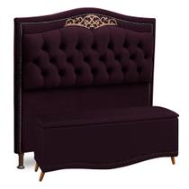 Cabeceira e Calçadeira Baú Cama Box Casal Queen Size Belize 160cm Luxor Roxo - Desk Design