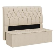 Cabeceira E Calçadeira Baú Istambul Para Cama Box Queen Bege - DOBUE