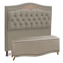 Cabeceira E Calçadeira Baú Queen Size Belize 160Cm Marfim