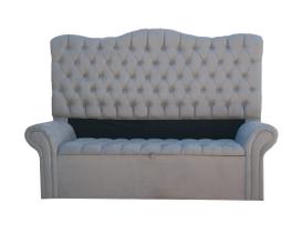 Cabeceira e Recamier Báu Realeza King 1,98 - Cinza Claro