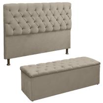 Cabeceira E Recamier Sapateira Lana Para Cama Box King 195 Cm - Suede - Sv Decor
