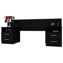 Cabeceira Elegance Casal Queen com 2 Mesas de Cabeceira Cor Preto Cabeceira Elegance Casal Queen com 2 Mesas de Cabeceira Cor Preto