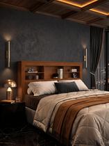 Cabeceira Elegance MDF Cama Casal Até 1,40 Funcional Prateleira e Nichos Organizadores