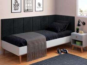 Cabeceira em formato L para cama solteiro estofada suspensa - para cama box