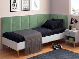 Cabeceira em formato L para cama solteiro estofada suspensa - para cama box
