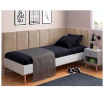 Cabeceira Em L Estofada P Cama Box Solteiro Proteção Lateral