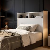 Cabeceira em mdf Box de Solteiro Melissa 90cm para quarto com nicho e prateleira para colchão box solteiro