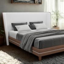Cabeceira Estofada 160cm Lugano Linho material sintético Cama Box Queen Larbelle Moveis