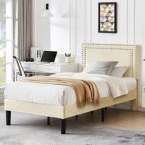 Cabeceira estofada ajustável com estrutura de cama plataforma VECELO Twin