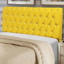 Cabeceira Estofada Alice 140CM Casal Strass Suede Amarelo - D A DECOR Cabeceira Estofada Alice 140CM Casal Strass Suede Amarelo - D A DECOR