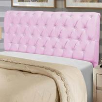 Cabeceira Estofada Alice 90CM Solteiro Strass material sintético Rosa - D A DECOR
