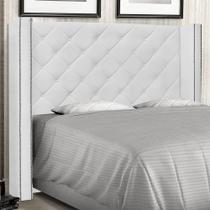 Cabeceira Estofada Alteza Casal MDF material sintético Branco Abmaza