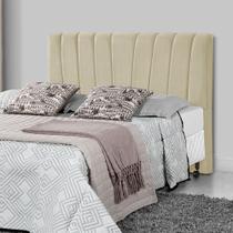 Cabeceira Estofada Americana Premium 195cm em Veludo Bege