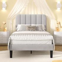 Cabeceira estofada Bed VECELO Twin Size Velvet Cinza
