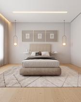 Cabeceira Estofada Bege - Maceió + Bancada - Casal - Box