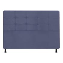 Cabeceira Estofada Bela 195 cm King Size Quarto para Cama Box Suede Azul Marinho - KDAcanto Móveis