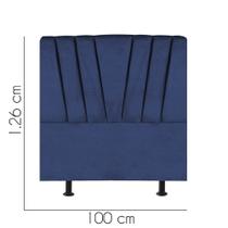 Cabeceira Estofada Bélgica 100 cm Solteiro Quarto para Cama Box Suede Azul Marinho - KDAcanto Móveis