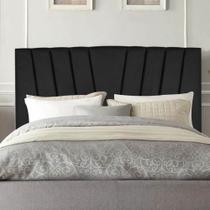 Cabeceira Estofada Bélgica 195cm King Size Para Cama Colchão Box Quarto Suede Preto - Aurora Line