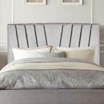 Cabeceira Estofada Bélgica 90CM Solteiro Suede Cinza Claro - D A DECOR