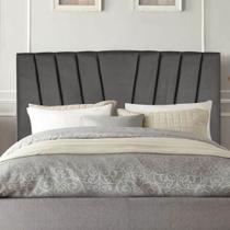 Cabeceira Estofada Bélgica 90CM Solteiro Suede Cinza Escuro - D A DECOR