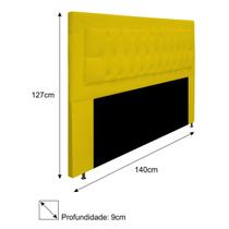 Cabeceira Estofada Bianca 140cm Casal Capitonê Tecido Sintético Amarelo - KDAcanto Móveis Cabeceira Estofada Bianca 140cm Casal Capitonê Tecido Sintético Amarelo - KDAcanto Móveis