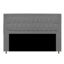Cabeceira Estofada Bianca 140cm Casal Strass Capitonê Suede Cinza - Damaffê Móveis Cabeceira Estofada Bianca 140cm Casal Strass Capitonê Suede Cinza - Damaffê Móveis