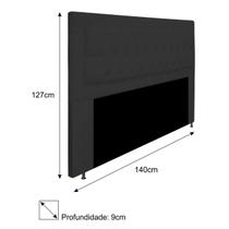Cabeceira Estofada Bianca 140cm para Cama Casal Capitonê material sintético Preto - KDAcanto Móveis Cabeceira Estofada Bianca 140cm para Cama Casal Capitonê material sintético Preto - KDAcanto Móveis