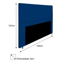 Cabeceira Estofada Bianca 140cm para Cama Casal Capitonê Suede Azul Marinho