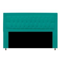 Cabeceira Estofada Bianca 140cm para Cama Casal Capitonê Suede Azul Turquesa - Damaffê Móveis Cabeceira Estofada Bianca 140cm para Cama Casal Capitonê Suede Azul Turquesa - Damaffê Móveis