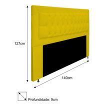 Cabeceira Estofada Bianca 140cm para Cama Casal Capitonê Tecido Sintético Amarelo Cabeceira Estofada Bianca 140cm para Cama Casal Capitonê Tecido Sintético Amarelo